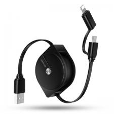 Cabluri de date si incarcare, Cablu pentru incarcare si transfer de date USAMS US-SJ192, USB-A la Lightning / MicroUSB, 2A, 1m, Negru, lerato.ro