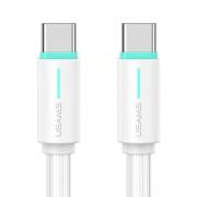 Cablu pentru incarcare si transfer de date USAMS US-SJ734, 2x USB-C, 60W, 3A, 480Mbps, 1m, Alb