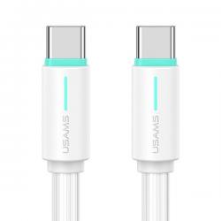 Cablu pentru incarcare si transfer de date USAMS US-SJ734, 2x USB-C, 60W, 3A, 480Mbps, 1m, Alb