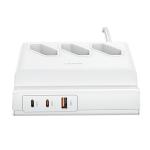 Priza alimentare USAMS US-CC160, 3x AC, 2x USB-C, 1x USB-A, Cablu 2m, Alb 2 - lerato.ro