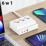Priza alimentare USAMS US-CC160, 3x AC, 2x USB-C, 1x USB-A, Cablu 2m, Alb 3 - lerato.ro