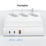 Priza alimentare USAMS US-CC160, 3x AC, 2x USB-C, 1x USB-A, Cablu 2m, Alb 5 - lerato.ro