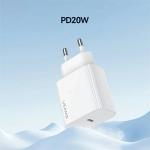 Incarcator retea USAMS CC226 T65, 1xUSB-C, 20W, 3A, Cablu USB-C inclus, Alb 4 - lerato.ro