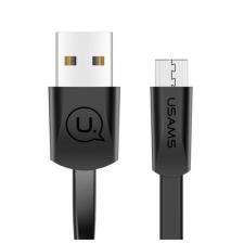 Cabluri de date si incarcare, Cablu plat pentru incarcare si transfer de date USAMS U2, USB-A la MicroUSB, 2A, 1.2m, Negru, lerato.ro