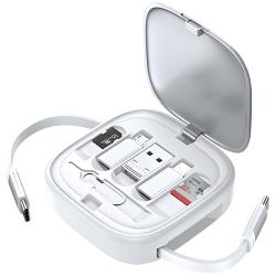 Cablu 3 in 1 pentru incarcare si transfer de date USAMSN US-SJ650, USB-A / USB-C / Lightning / MicroUSB, 60W, 2A, 480 Mbps, 1m, Silver