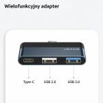 Hub multifunctional 4in1 USAMS US-SJ490 USB-C la USB-C / USB 3.0 / USB 2.0, 60W, 450 MB/s, Negru 4 - lerato.ro