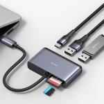 Hub multifunctional 5in1 USAMS US-SJ628 USB-C la USB-C / USB 3.0 / USB 2.0 / TF / SD, Gri 5 - lerato.ro