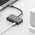 Hub multifunctional 5in1 USAMS US-SJ628 USB-C la USB-C / USB 3.0 / USB 2.0 / TF / SD, Gri 6 - lerato.ro
