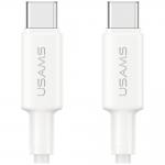 Cablu pentru incarcare si transfer de date USAMS U90, 2x USB-C, 60W, 3A, 480Mbps, 1m, Alb 2 - lerato.ro