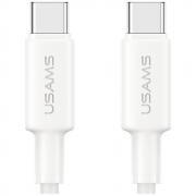 Cablu pentru incarcare si transfer de date USAMS U90, 2x USB-C, 60W, 3A, 480Mbps, 1m, Alb