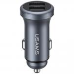 Incarcator auto Usams CC320, 2x USB-A, 12W, 2.4A, Gri 2 - lerato.ro