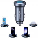 Incarcator auto Usams CC320, 2x USB-A, 12W, 2.4A, Gri 5 - lerato.ro