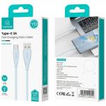 Cablu pentru incarcare si transfer de date USAMS Green Series SJ714, USB-A la USB-C, 18W, 3A, 480 Mbps, 1m, Albastru 12 - lerato.ro