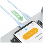 Cablu pentru incarcare si transfer de date USAMS Green Series SJ714, USB-A la USB-C, 18W, 3A, 480 Mbps, 1m, Albastru 10 - lerato.ro