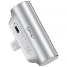 Baterie externa USAMS PB79 Mini Tail Plug, 3000mAh, 2A, 2x USB-C, Silver