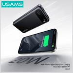 Baterie externa USAMS PB80, 10000mAh, 20W, 3A, 1x USB-C, 2x USB-A, Negru 3 - lerato.ro