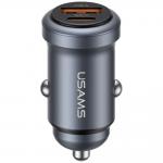 Incarcator auto Usams CC322, 1x USB-C, 1x USB-A, 30W, 3A, Gri 2 - lerato.ro