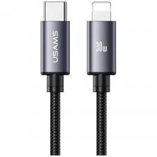 Cablu pentru incarcare si transfer de date USAMS U91, USB-C la Lightning, 30W, 3A, 1m, Negru