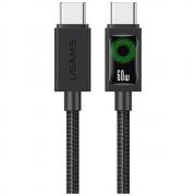 Cablu pentru incarcare si transfer de date USAMS U92, USB-C la USB-C, 60W, 3A, 1.2m, Negru