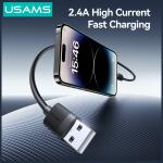 Cablu pentru incarcare si transfer de date USAMS U94, USB-A la Lightning, 12W, 2.4A, 1m, Negru 5 - lerato.ro