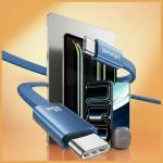Cablu pentru incarcare si transfer de date USAMS U96, USB-C la USB-C, 60W, 3A, 1.2m, Albastru 3 - lerato.ro
