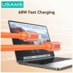 Snur pentru carcase 2 in 1 USAMS U97, Cablu USB-C la USB-C, 60W, 3A, Lungime 30cm, Portocaliu 3 - lerato.ro