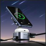 Statie de incarcare 3 in 1 Usams CD257, Incarcare Wireless 15W, Compatibil MagSafe, USB-C, Gri 4 - lerato.ro