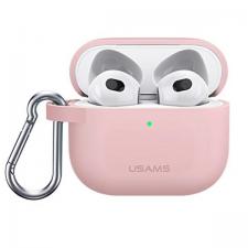 Accesorii AirPods 3, Carcasa din silicon USAMS US-BH741 compatibila cu Apple AirPods 3, Roz, lerato.ro