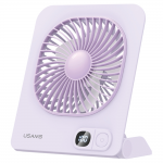 Ventilator pentru birou USAMS ZB363, 3 trepte viteza, Autonomie 6h, 2000mAh, Baza magnetica, Display LED, USB-C, Mov 2 - lerato.ro