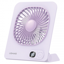 Ventilatoare, Ventilator pentru birou USAMS ZB363, 3 trepte viteza, Autonomie 6h, 2000mAh, Baza magnetica, Display LED, USB-C, Mov, lerato.ro
