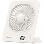 Ventilator pentru birou USAMS ZB363, 3 trepte viteza, Autonomie 6h, 2000mAh, Baza magnetica, Display LED, USB-C, Alb 2 - lerato.ro