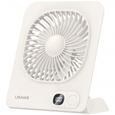 Ventilatoare, Ventilator pentru birou USAMS ZB363, 3 trepte viteza, Autonomie 6h, 2000mAh, Baza magnetica, Display LED, USB-C, Alb, lerato.ro