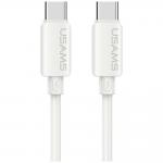 Cablu pentru incarcare si transfer de date USAMS U98, USB-C la USB-C, 60W, 3A, 480 Mbps, 1m, Alb 2 - lerato.ro