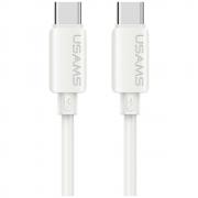Cablu pentru incarcare si transfer de date USAMS U98, USB-C la USB-C, 60W, 3A, 480 Mbps, 1m, Alb