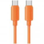 Cablu pentru incarcare si transfer de date USAMS U98, USB-C la USB-C, 60W, 3A, 480 Mbps, 1m, Portocaliu 2 - lerato.ro