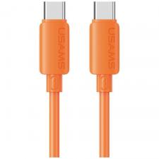Cablu pentru incarcare si transfer de date USAMS U98, USB-C la USB-C, 60W, 3A, 480 Mbps, 1m, Portocaliu