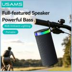 Boxa portabila wireless USAMS YX018, 10W, Bluetooth 5.4, 1500 mAh, Autonomie 4h, Iluminare RGB, USB-C, Negru 4 - lerato.ro