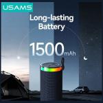Boxa portabila wireless USAMS YX018, 10W, Bluetooth 5.4, 1500 mAh, Autonomie 4h, Iluminare RGB, USB-C, Negru 8 - lerato.ro