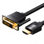 Cablu video Vention ABFBF, DVI 24+1 tata - HDMI tata, 4K, 60Hz, 1m, Negru 2 - lerato.ro