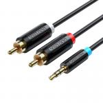 Cablu audio Vention BCLBK, tata jack 3.5 mm la 2x tata RCA, 8m, Negru 2 - lerato.ro