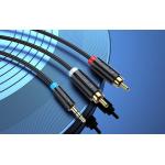Cablu audio Vention BCLBK, tata jack 3.5 mm la 2x tata RCA, 8m, Negru 4 - lerato.ro