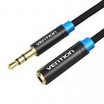 Cablu audio prelungitor Vention VAB-B06-B200-M, Jack 3.5 tata la Jack 3.5 mama, 2m, Negru 2 - lerato.ro