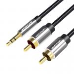 Cablu audio Vention BCFBG, 1x jack 3.5 mm tata la 2x RCA tata, 1.5m, Negru 2 - lerato.ro