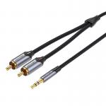 Cablu audio Vention BCNBH, 1x jack 3.5 mm tata la 2x RCA tata, 2m, Gri 2 - lerato.ro