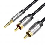 Cablu audio Vention BCFBH, 1x jack 3.5 mm tata la 2x RCA tata, 2m, Negru 2 - lerato.ro