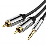 Cablu audio Vention BCFBH, 1x jack 3.5 mm tata la 2x RCA tata, 2m, Negru 3 - lerato.ro