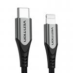 Cablu pentru incarcare si transfer de date Vention TACHH MFi, USB-C/Lightning, 3A, 2m, Negru 4 - lerato.ro