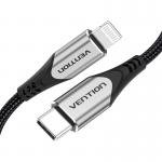 Cablu pentru incarcare si transfer de date Vention TACHH MFi, USB-C/Lightning, 3A, 2m, Negru 3 - lerato.ro