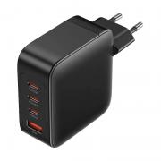 Incarcator retea Vention FEIB0-EU GaN, USB si 3x USB-C, 140W, Cablu USB-C 1.5m inclus, Negru