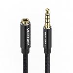 Cablu audio TRRS Vention BHCBF, tata mini jack 3.5 mm la mama mini jack 3.5 mm, 1m, Negru 3 - lerato.ro